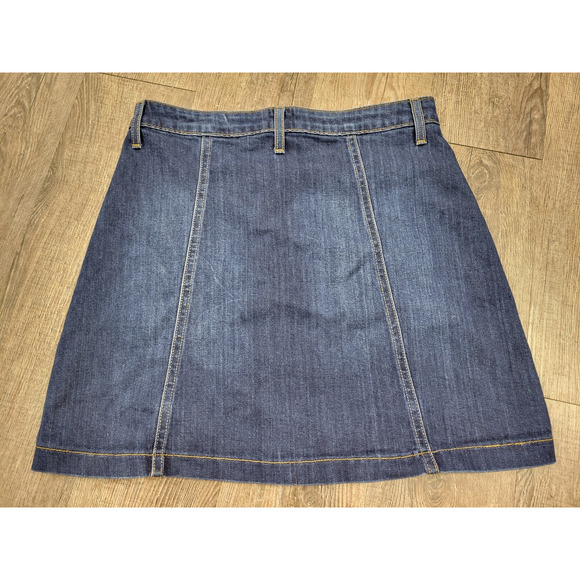 Just Black Denim Dark Wash Jean Skirt Button Front Mini Size Large Made in USA - Picture 4 of 4